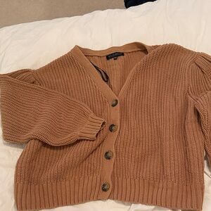 Eloquii Brown Button-Up Chunky Cardigan